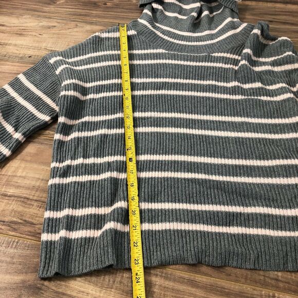 Abound Sweater Size L Gray Slouchy Neck Striped Preppy Y2K Cozy Chic Preppy - Picture 5 of 6